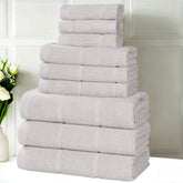 Milo Smart Twist Viscose Cotton Blend Solid Ribbed 9 Piece Towel Set